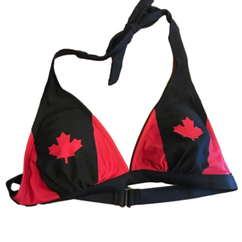 Canada Maple Leaf Bikini Black and Red Top
